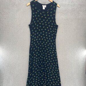 Coldwater Creek Dress Womens Medium Black Palm Pineapple Print Travel Knit Maxi